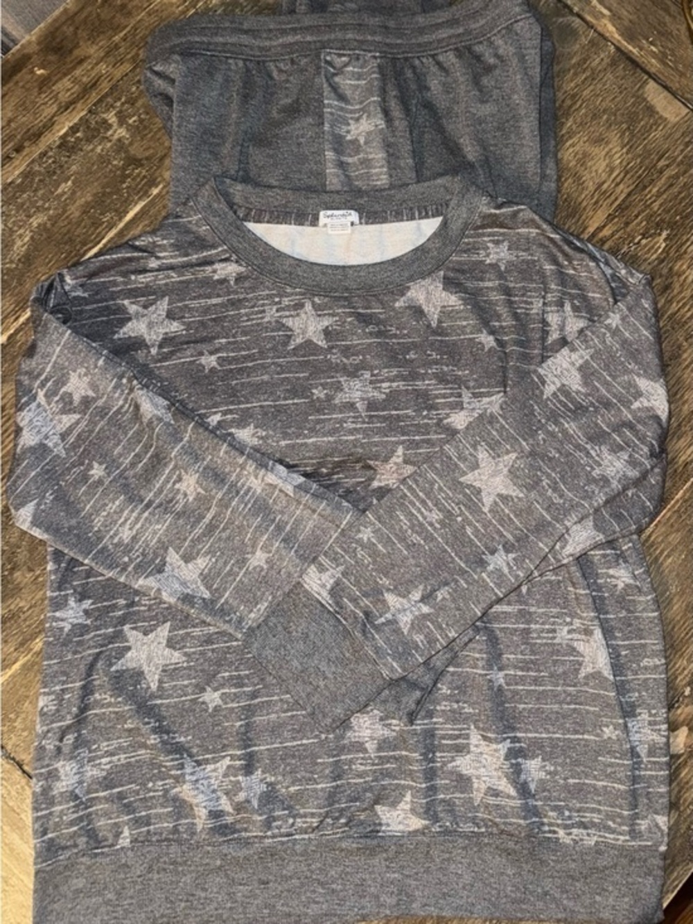 Splendid 2 Piece Lounge Outfit Gray With Stars Size XL Very GUC